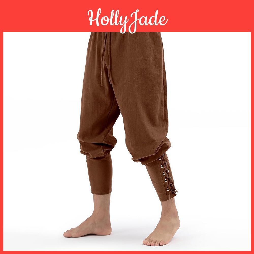 Středověké Vintage Kalhoty Vikingové Pánské Pirátské Kostýmy Šněrovací Bavlněné Lněné Kalhoty Halloweenské Cosplay Oblečení