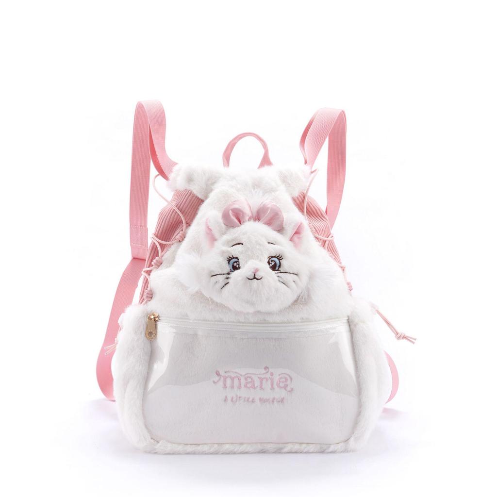 Disney-Approved Zootopia Judy & Nick Plush Toy Double Shoulder Bag- Marie Cat Design Backpack