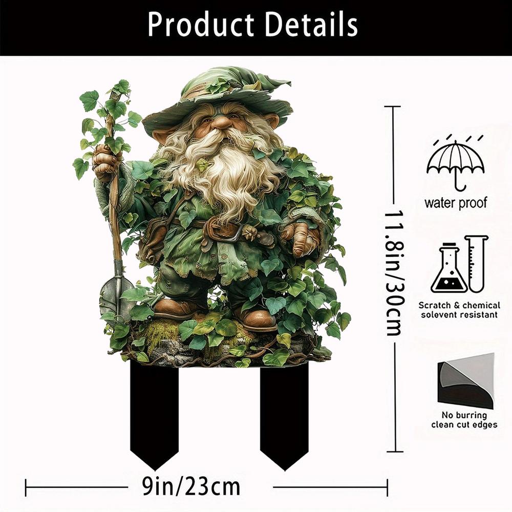 2D Flat Acrylic Fairy Garden Stakes Flower Pot Stake Garden Ground Insert Fairy Tree Man Elf Statue Ornaments Garden Lawn Decor