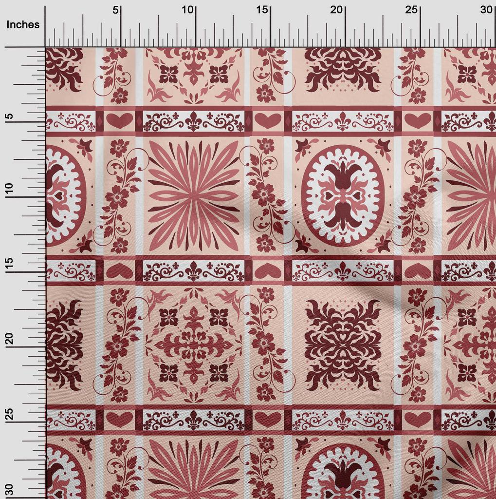 oneOone Baumwoll-Flex Dunkelrosa-Braun Stoff Asiatische Zierstoff für Bastelprojekte Dekoration Stoff Gedruckt nach Meter 40 Zoll
