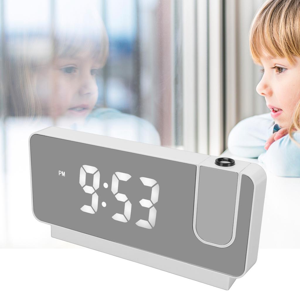 Projection Alarm Clock Time Date Temperature Display 180 Degree Wide Angle HD LED Screen Projectable Clock for Home