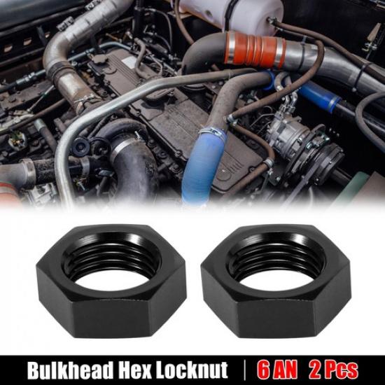 

2pcs AN6 Bulkhead Nut Female Thread Hex Bulkhead Locking Nut 6AN Locknut Black