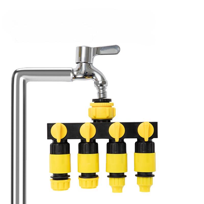 Divisor de Mangueira de Jardim de 4 Vias com Válvulas Independentes, Espigão de Mangueira Universal para Conexão Rápida, Irrigação para Rega Externa