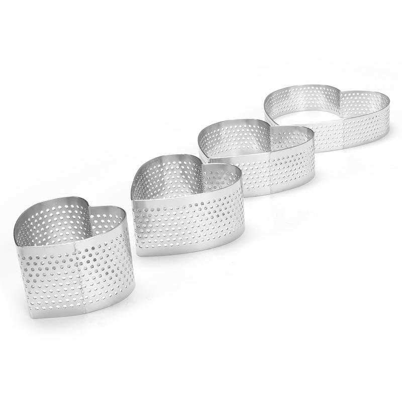 1pc Heart Porous Tart Ring DIY Perforated Cake Mousse Mold Baking Tools Fruit Pie Tartlet Doughnut Mold for Pastry Accessories