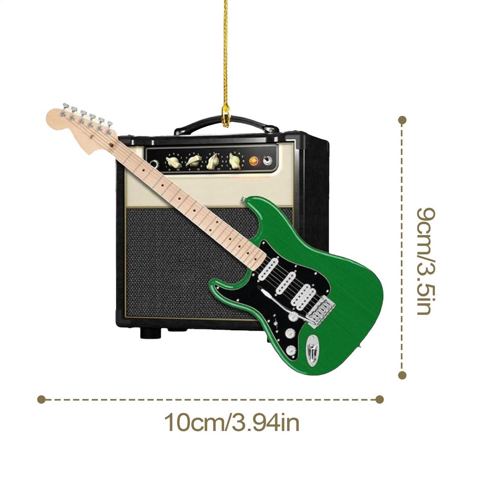 Christmas Guitar Decorations 2D Acrylic Christmas Tree Ornaments Decor Electric Guitar Music Ornaments For Music Lovers