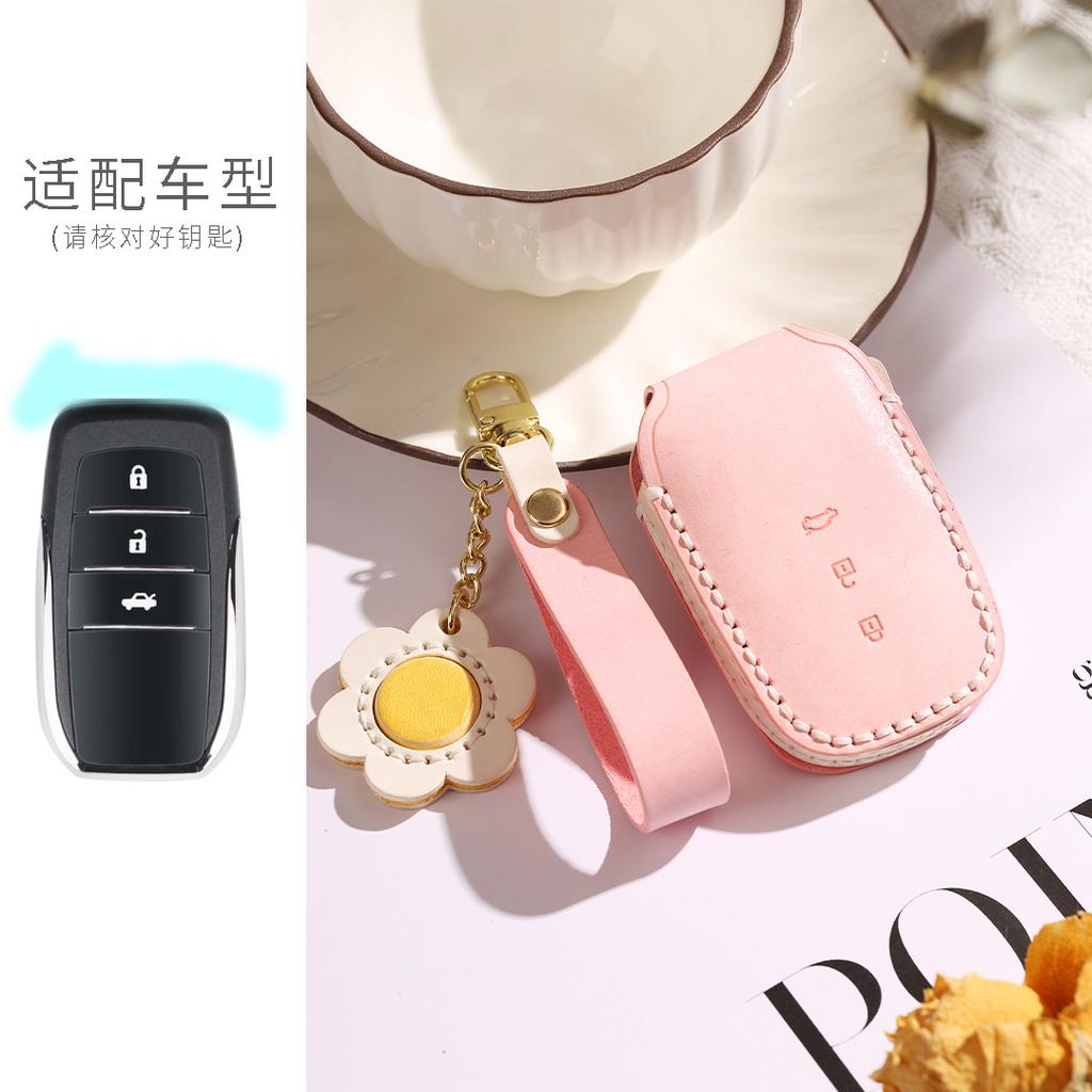 Pure Handmade Leather Key Cover For Toyota Asian Dragon Camry Sena Corolla Fog Wax Vegetable Tanned Cowhide