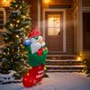 5FT Christmas Inflatable Santa Claus with LED Light Christmas Decoration with Green Gift Bag for Party Outdoor Yard Garden Lawn