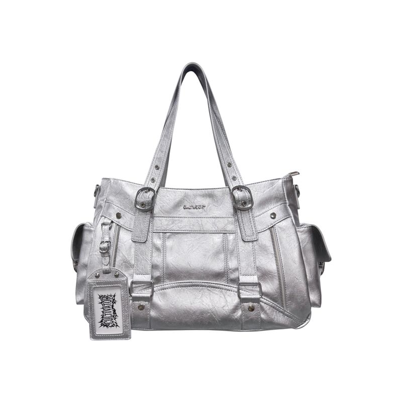 

Культиватор Оригинальный Нишевый Ретро Гяру Большая Вместимость Одноплечевая Портативная Наплечная Сумка-Тоут Локомотив 2025 Лето Silver (In Stock)