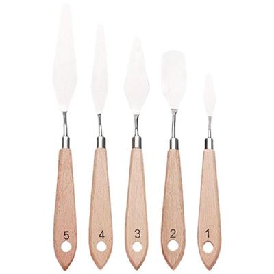 5Pcs  Professional Artists Palette Tool Stainless Steel Spatula Set for Oil Painting Acrylic Painting Color Mixing