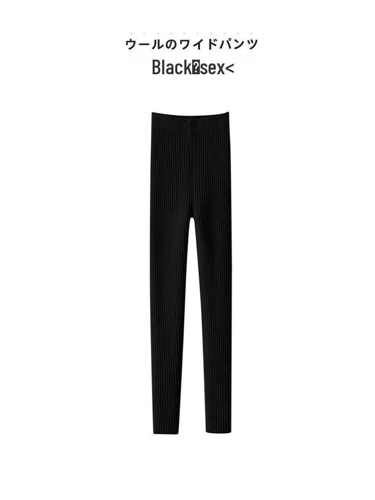 Women's Slim-Fit Thermal Knit Leggings - Solid Color, Thick, Lightweight, Cold-Resistant for Autumn/Winter Casual Wear.