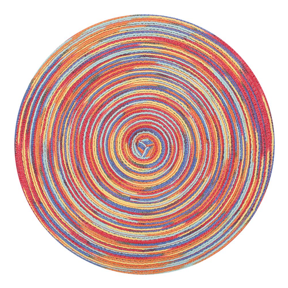 6PCS Braided Beige Round Place Mats for Kitchen Dining Table Runner Heat Insulation Non-Slip Washable Placemats Christmas Dinner