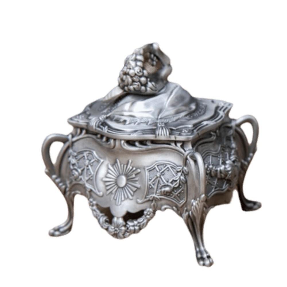 Antique Finish Trinket Case Four Footed Base Treasure Storage Case Vintage Jewelry Chest Birthday