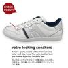 Mobus Men's Leather Sneakers, Genuine Leather, Sports, Casual, Walking Shoes, Current Model HESEL (White/Navy, Measurement 26 Points, 0 Centimeters)