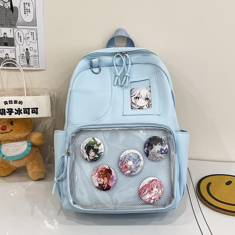 Japanese Ba Chi Pain Bag Second Dimensional Girl Simple Backpack Large Capacity Solid Color Campus School Bag Female Student Backpack