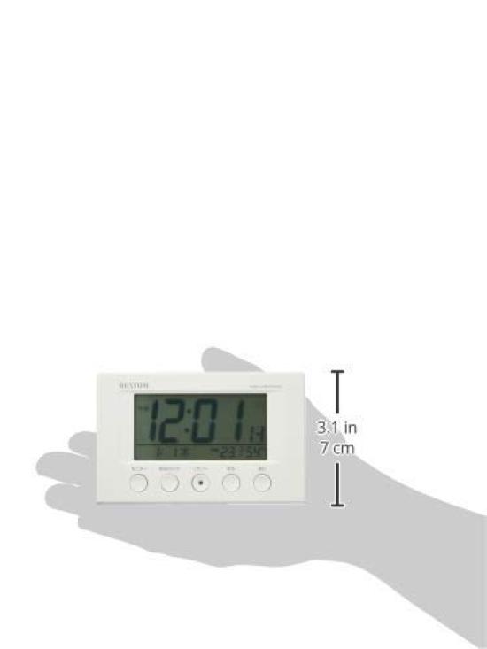 RHYTHM Alarm with Thermometer and Fit Wave x 12 x 8RZ166SR03 Clock, Radio-Controlled Clock, Hygrometer, Smart, White, 7.7 5.4 cm,