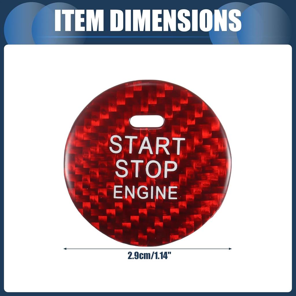 Engine Start Stop Button Cover,Front Ignition Starter Switch Sticker for Mazda 3 Red, 1 Pc