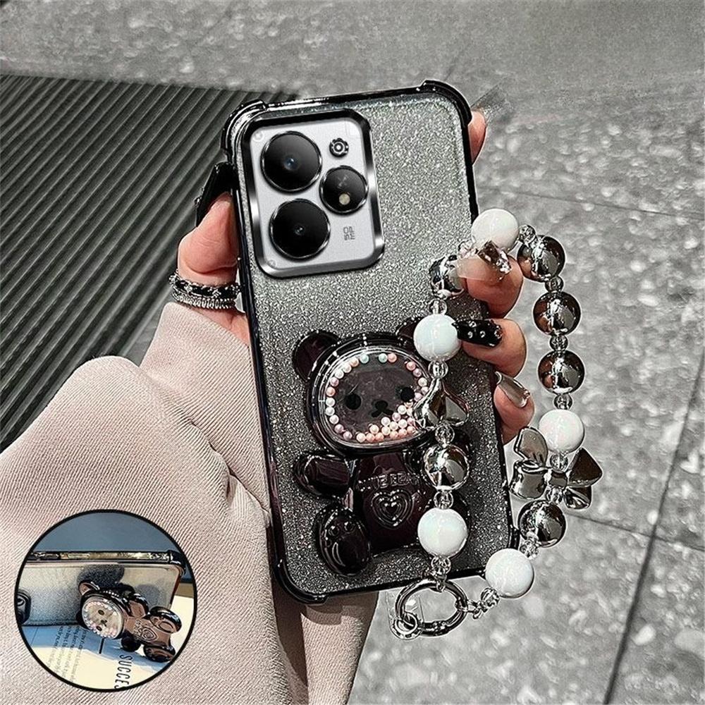 

Роскошный чехол-подставка для телефона с ремешком-бантом и мишкой для Infinix Note 50 30 40 Pro 50X 50S Smart 10 9 8 7 6 с блестками, противоударный Infinix Note 50 4G