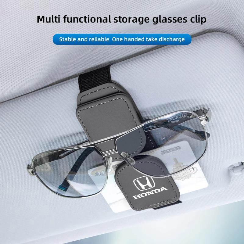 Car Glasses Clip Multifunction Leather Card Ticket Holder For Honda Civic Fit Jazz Accord Pilot CRV Odyssey Passport City Vezel SM1