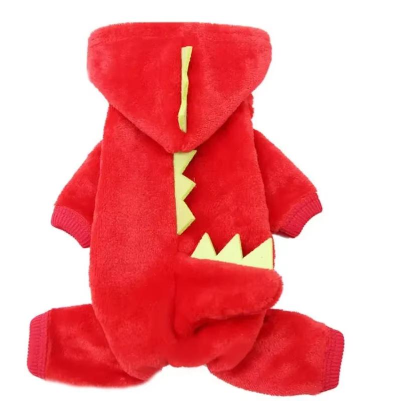 Vestiti per Cani Dinosauro Pile Tuta per Animali Domestici Inverno Caldo Cappotto Giacca per Cani Felpe con Cappuccio Chihuahua Bulldog Francese Abbigliamento