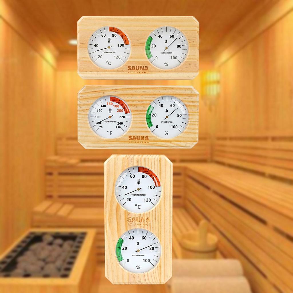 2-in-1 Hygrometer/hygrothermograph for Sauna, Made of Wood, Easy to Install. Temperature And