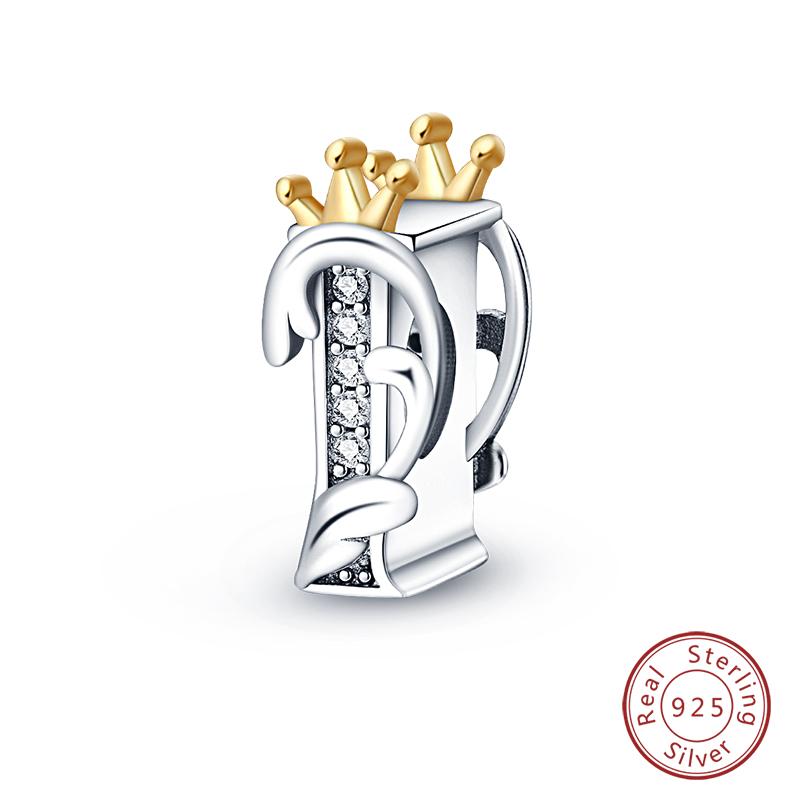 Charms Fit Qikaola Original Bracelets Classic Crown 26 Letters Alphabet Charms Beads For Women Fine Diy Wedding Jewelry Gift