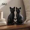 Durable PLA Cat Sculpture 3D Printed Couple Figurine, Minimalist Heart-Shaped Sculpture, Figurine Decoration Romantic Ornaments for Home Office