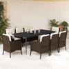 VidaXL 9-Piece Garden Dining Set with Cushions, Patio Chairs and Table, Terrace Furniture, Modern, Brown 3211940