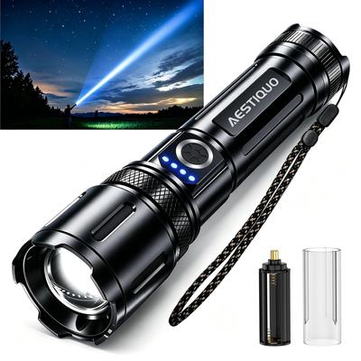 High-powered, High-brightness 30,000 Lumens Flashlight, Military-grade, Strongest LED Light, 5000mAh Battery, Type-C Rechargeable/battery Operated, Co