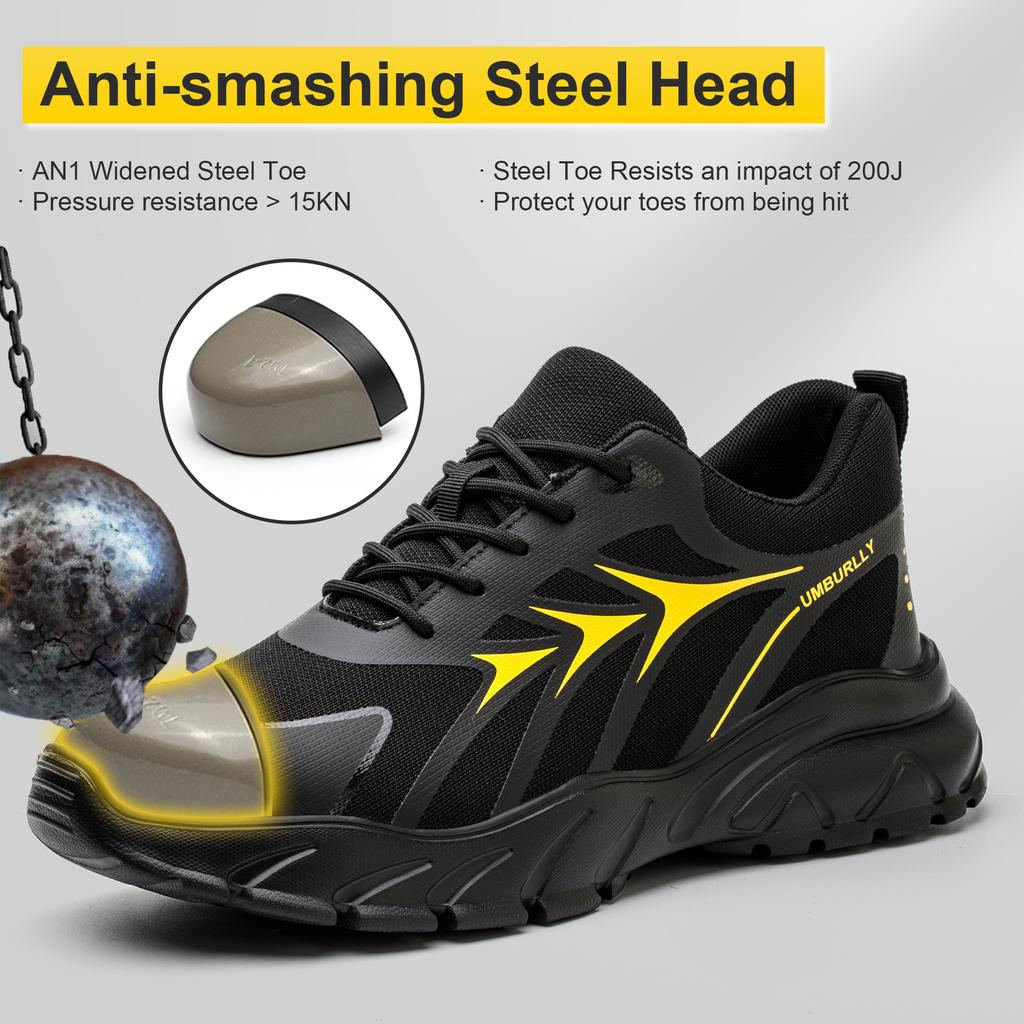 Men Steel Toe Safety Shoes Women Puncture Proof Work Shoes Man Industrial Work Safety Sneakers Breathable Protect Anti-smash Anti-stab Security Shoes