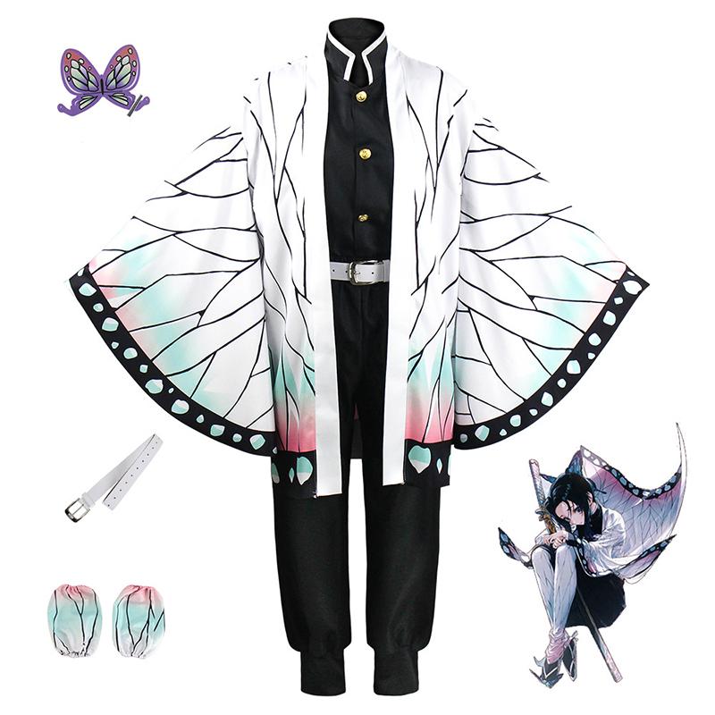 Ysir Anime Demon Slayer Kimetsu No Yaiba Kochou Shinobu Cosplay Costume Wig Set Kimono Uniform Halloween Anime Costumes for Adult Kid