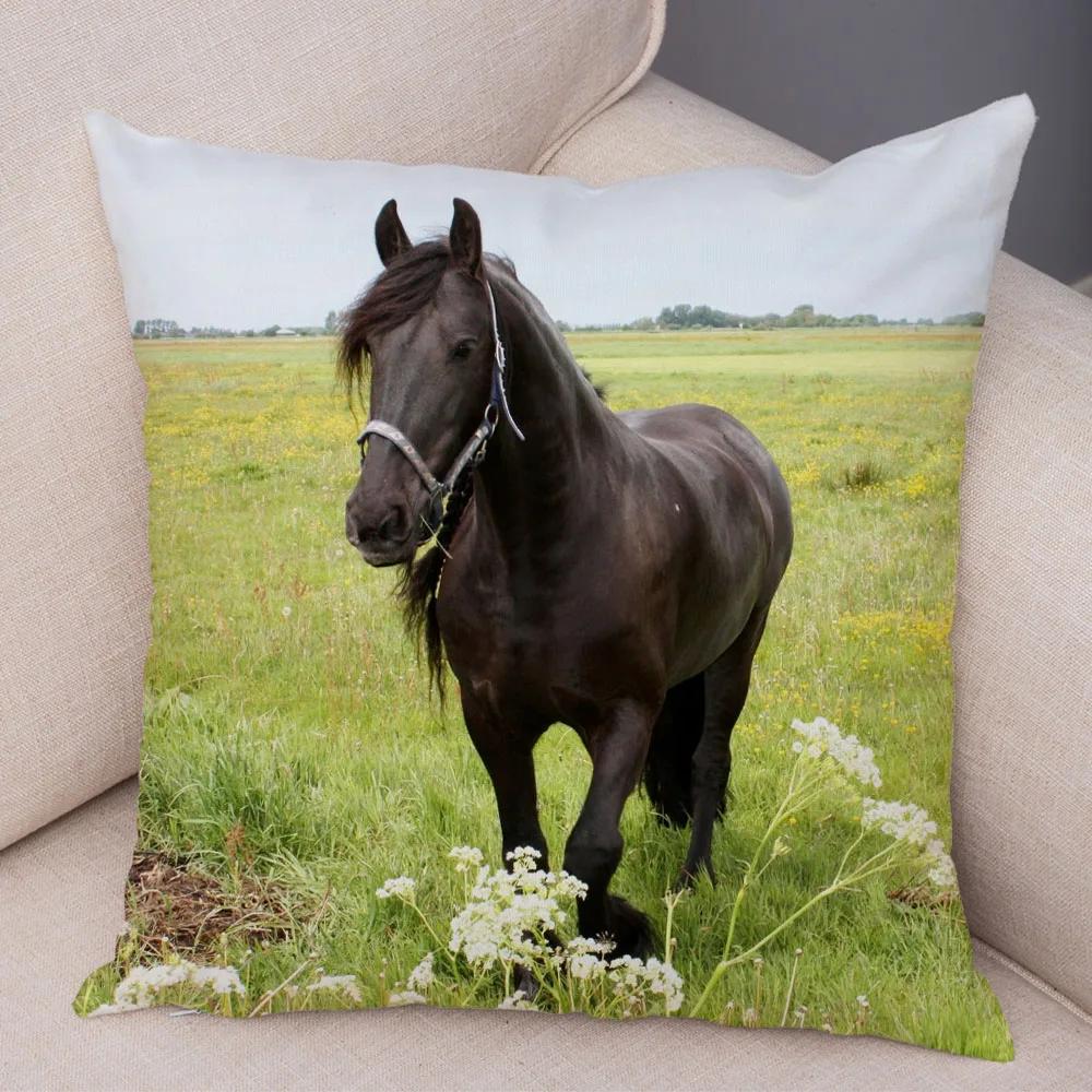 Wild Horse Cushion Cover Decor Animal Print Pillowcase  for Sofa Home Car Children Room Super Soft Plush Pillow Case 45x45cm