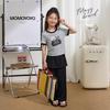 Girls' Color-Block Round Neck Dog Print Short Sleeve T-Shirt