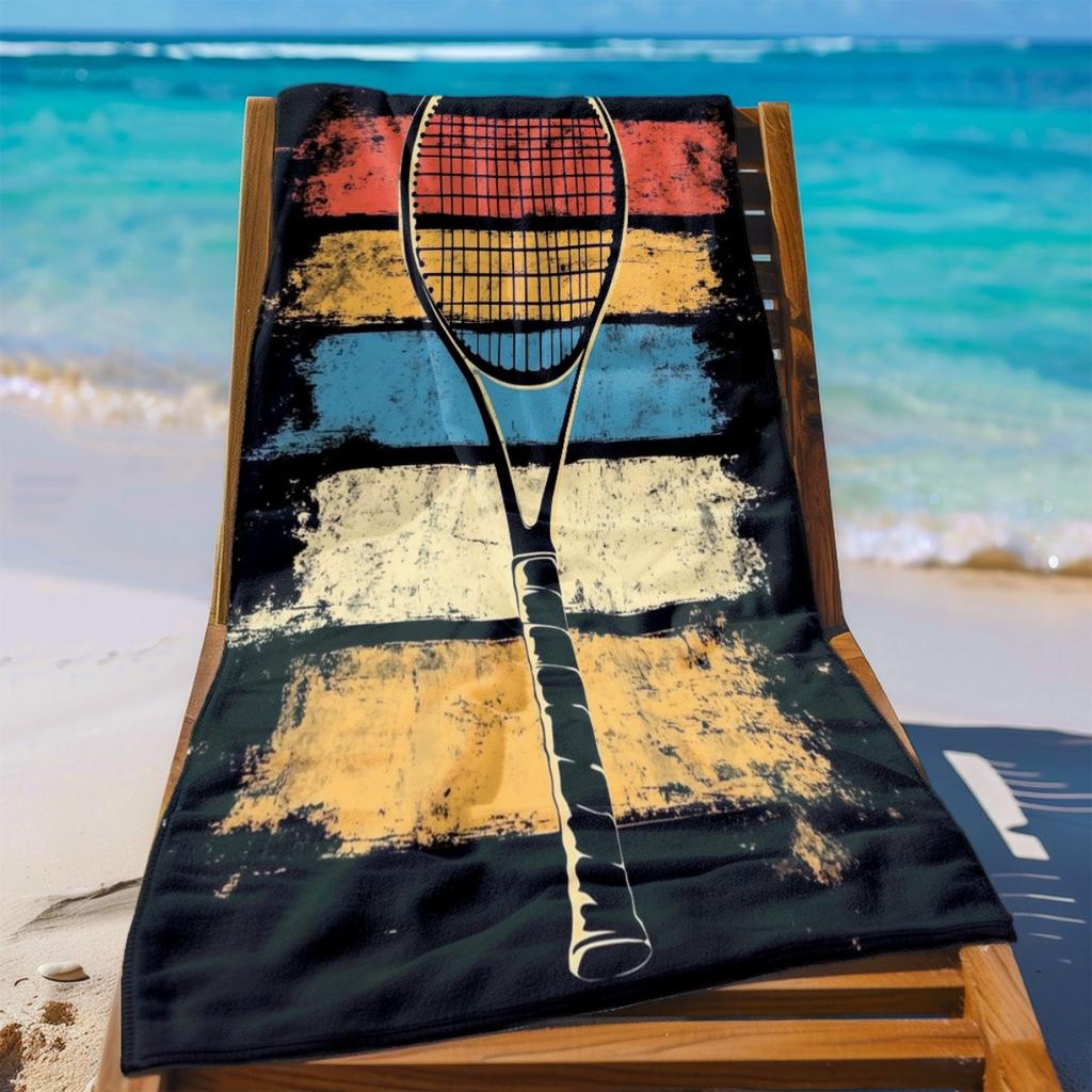 Tennis Schläger Druck Extra Groß Strandtuch Mikrofaser Schnelltrocknend Sandfrei Für Pool Yoga Reisen