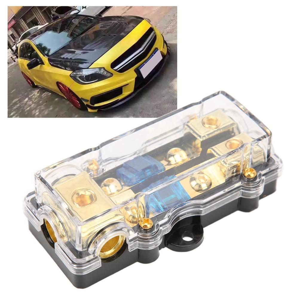 Bloc de distribution d'alimentation 60A 1 Sortie 2 Entrées Résistant à la chaleur Répartiteur Audio de Voiture Porte-fusible pour Amplificateur Stéréo Auto
