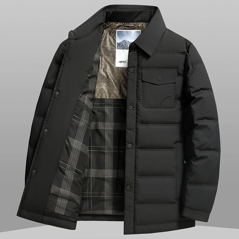 

Белый гусиный пух пуховик мужской деловой рубашка воротник пуховик защита от холода 90 гусиный пух 4XL