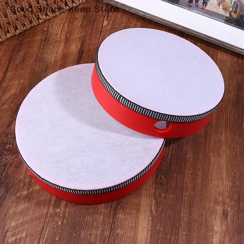 Red Kids Wooden Hand Drum Music Percussion Instrument Handheld Educational Toy for Children