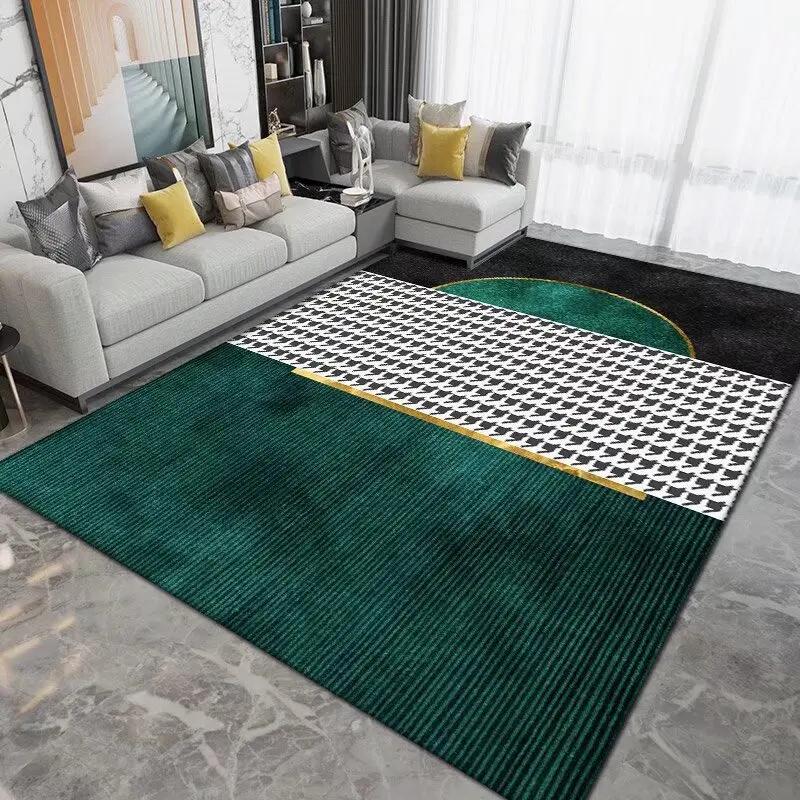 Nordic Style Black Gold Luxurycarpets for Living Room Non-slip Bedroom Decoration Home Large Area Rugs Cloakroom Floor Foot Mats