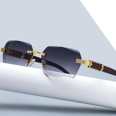 Luksusowe Markowe Designerskie Kwadratowe Bezramkowe Okulary Przeciwsłoneczne Damskie Męskie Moda Vintage Popularne Podróżne Okulary Przeciwsłoneczne Metalowe