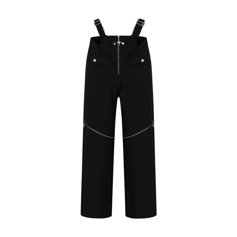 Black Overalls Women Summer Ladies Pants Pockets Elastic Casual Pants Women's Pants  Waist Street Loose Straight Casual Wide Leg Long Pants