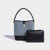 2024 Summer New Vintage Bucket Bag for Women, High-End Fashion Color-Block Handbag, Commuter Shoulder Crossbody Bag