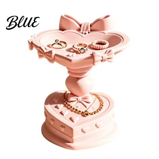 Earring Display Stand Heart Shape Jewelry Tray with Bow Design 3D Printed Desktop Storage Organizer Romantic Gift for Her Matte Finish Macaron