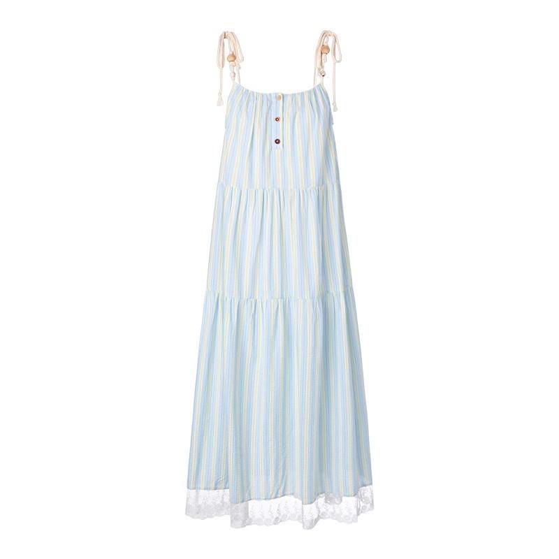 Temperament Thin Blue Sleeveless Dress Children's Summer New High-end Seaside Vacation Dress
