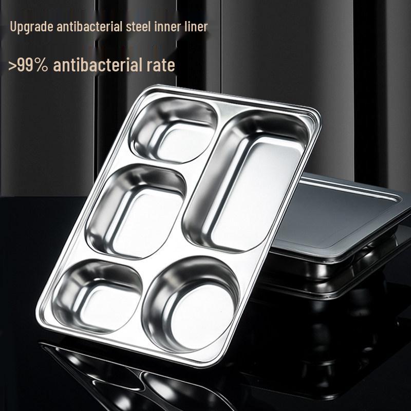 304 Stainless Steel Children's Sectioned Dining Plate for Kindergarten or Canteen Use