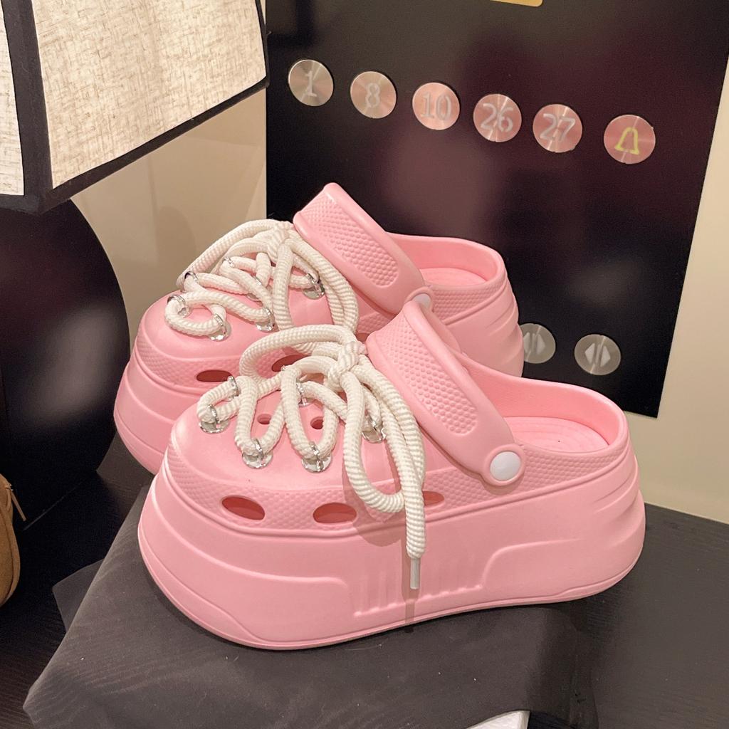 Soft leather lace-up Doudou shoes women's 2025 new summer soft-soled comfortable casual shoes non-slip wavy bottom platform single shoes