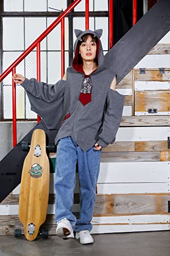 Clearstone Fangle Cosplay Halloween Bat Hoodie, Unisex, Gray