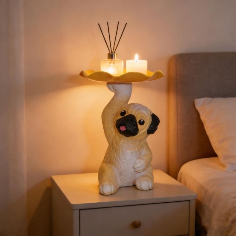 Resin Dog Statue Storage Organizers for Key,Candy,Jewelry,Earrings,Entrance Piggys Banks Modern Home Decors for Desk CN