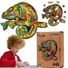 Puzzle Drewniane Układanka Kameleon Kolorowy Zestaw Puzzli A4 Ozdoba Puza4-01746