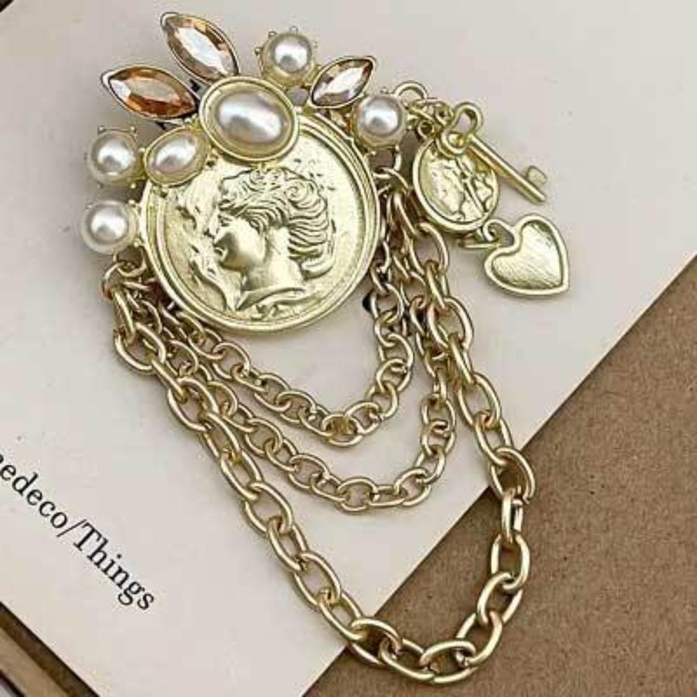 

Sense Metal Pin Ins Trendy Men And Women Personality Chain Blazer Retro Accessories Decorative Brooch