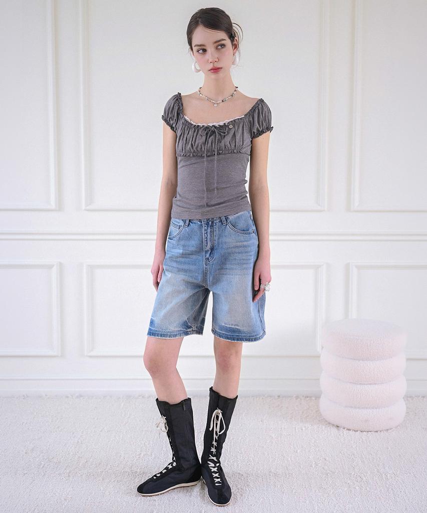 KOOLKITTEN Retro Low Bermuda Denim Shorts (Light Indigo)