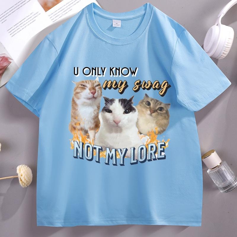 Funny Cat Meme T Shirt Unisex Unisex Y2k Clothes Graphic Tee Casual Comfortable Short Sleeve Round Neck Printed Tshirts Unisex Clothing
